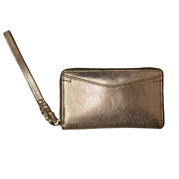NWT Fossil Emma Wallet Rose Gold Metallic Zip Around Clutch Cell Phone Holder - Picture 2 of 3